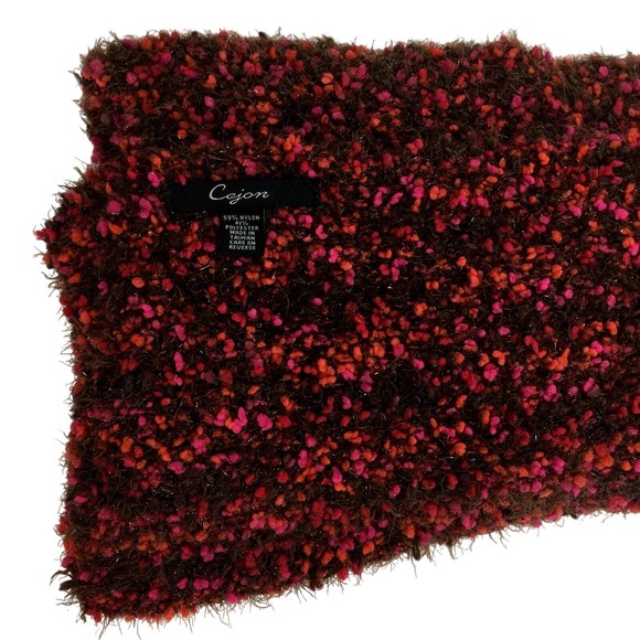 Cejon Knit Scarf 63" Pink Berries Soft Plush Sparkly Silver Thread Stretch Warm - Picture 4 of 5